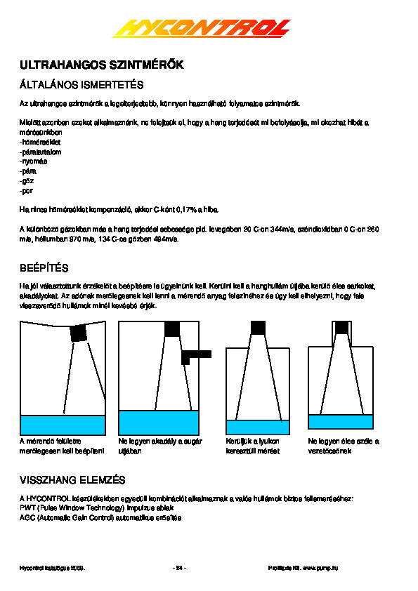 Hycontrol ultrahangos szinttávadó